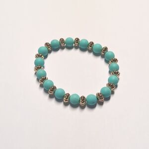 183 Blue and Gold Beaded Bracelet‎